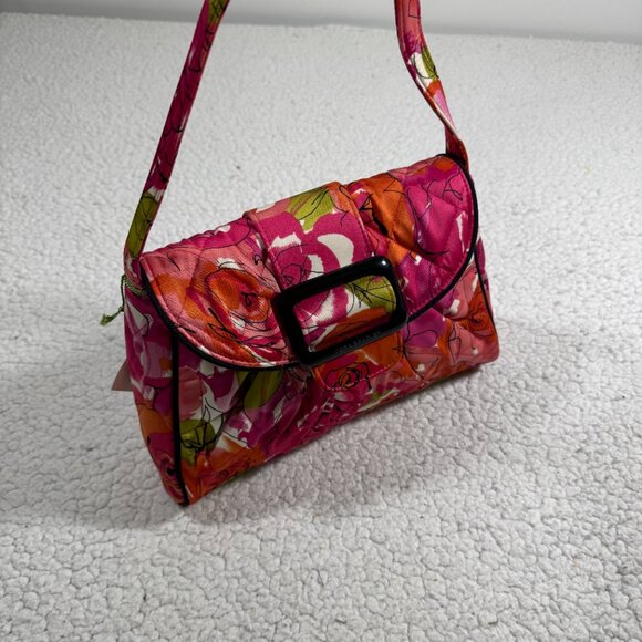 Vera Bradley Eleanor Vintage Rose Quilted Hand Bag Pink Orange Floral Purse NEW - Picture 2 of 5